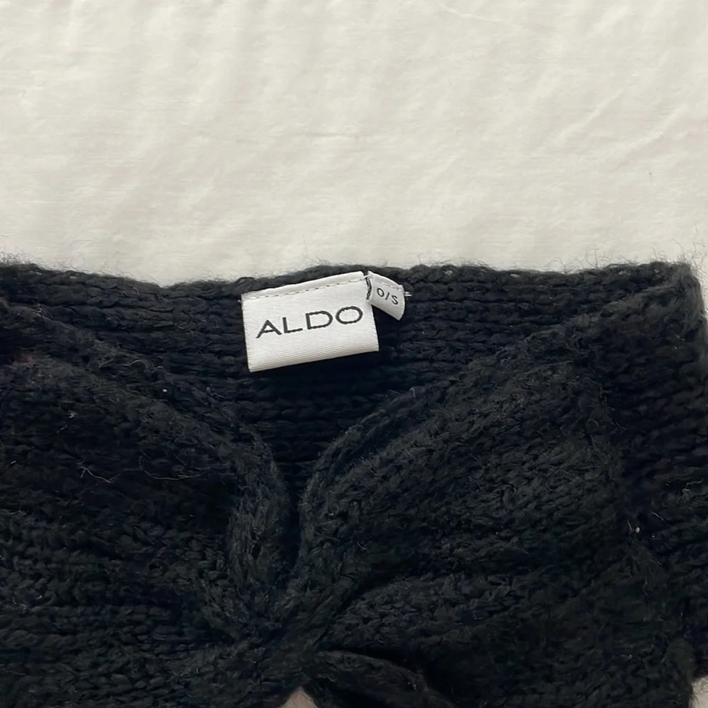 Aldo Women’s Black Knit Head Wrap with Front Bow - Size 0/S